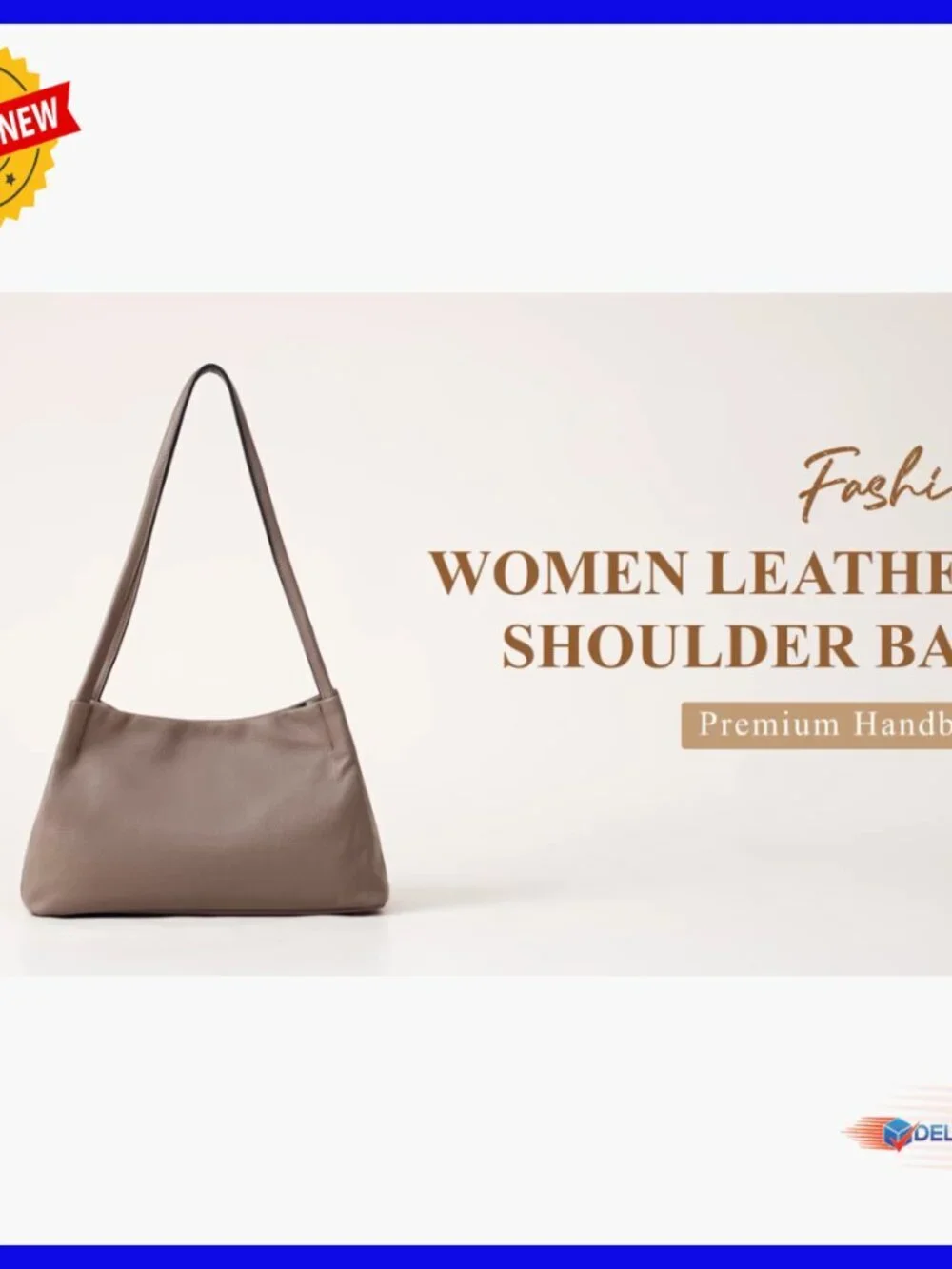 Soft Genuine Leather Hobo Shoulder Bag with Magnetic Closure